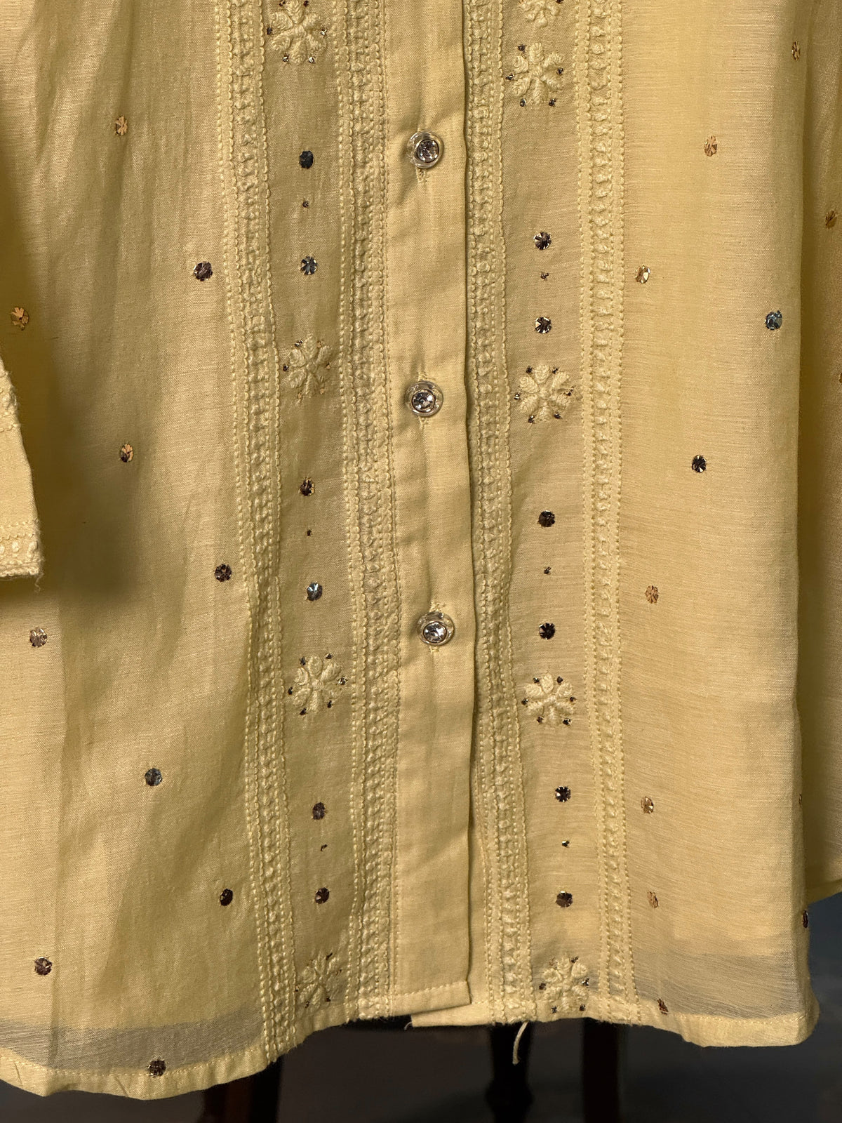 Mul Chanderi Chikankari Shirt with Mukaish Badla Work