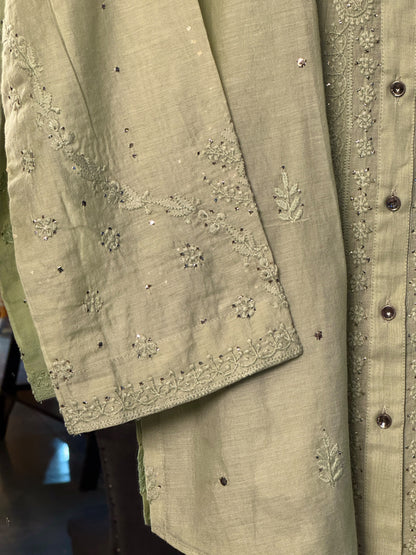 Mul Chanderi Chikankari Shirt with Mukaish Badla Work