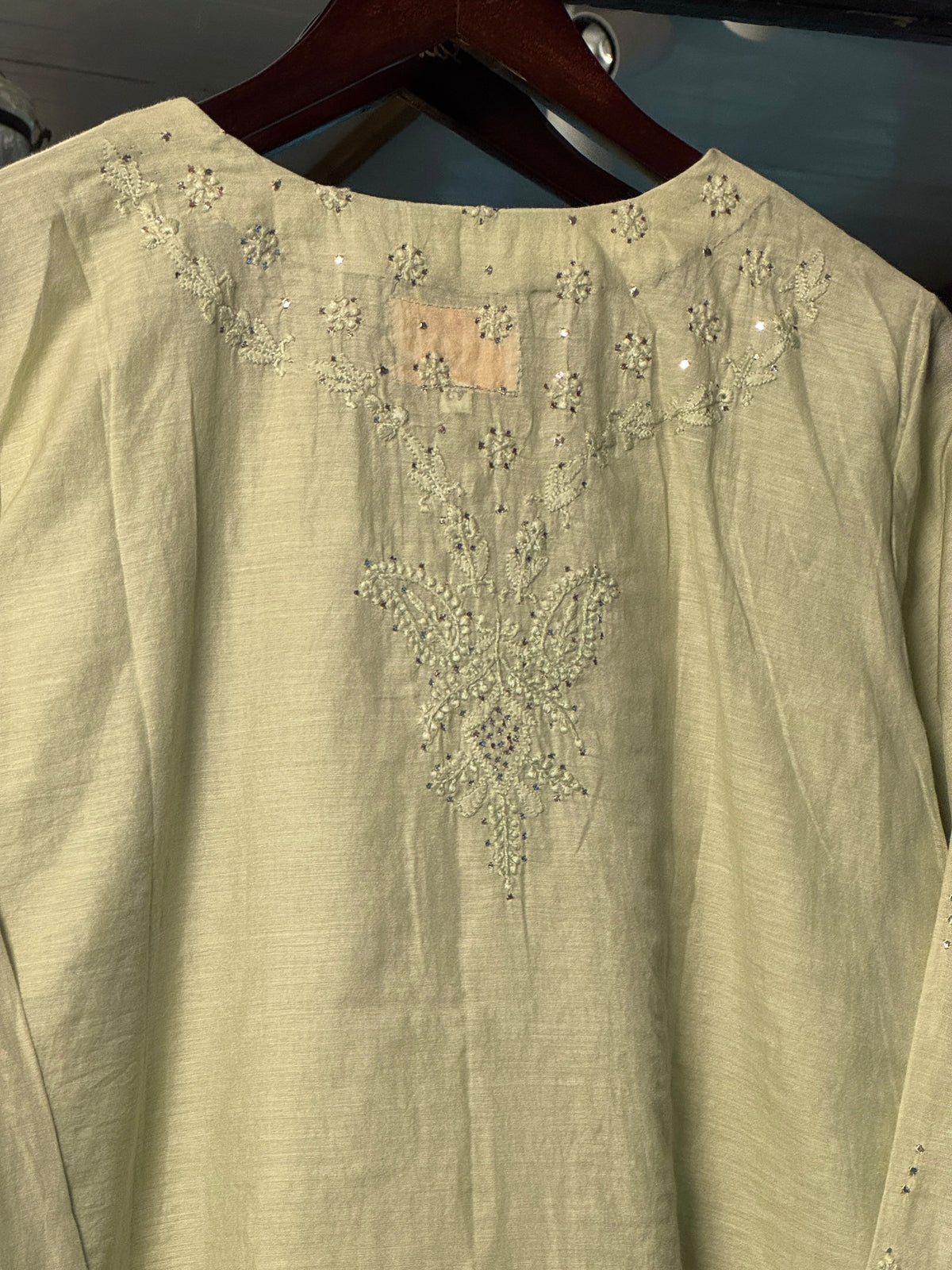Mul Chanderi Chikankari Shirt with Mukaish Badla Work