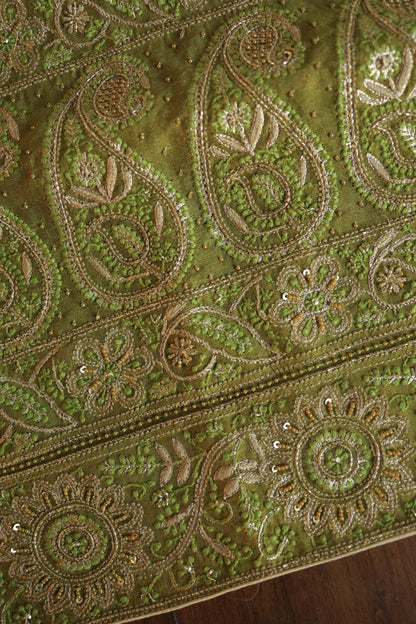 Green Tissue Silk Unstitched Fabric