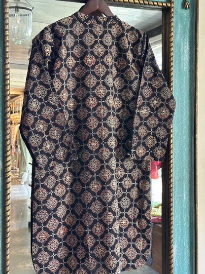 Black Ajrak Multi Shade Cotton Short Kurta