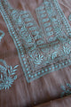 Almond Beige Shade Mal Cotton Fine Chikankari With Kamdani Work Unstitched Fabric