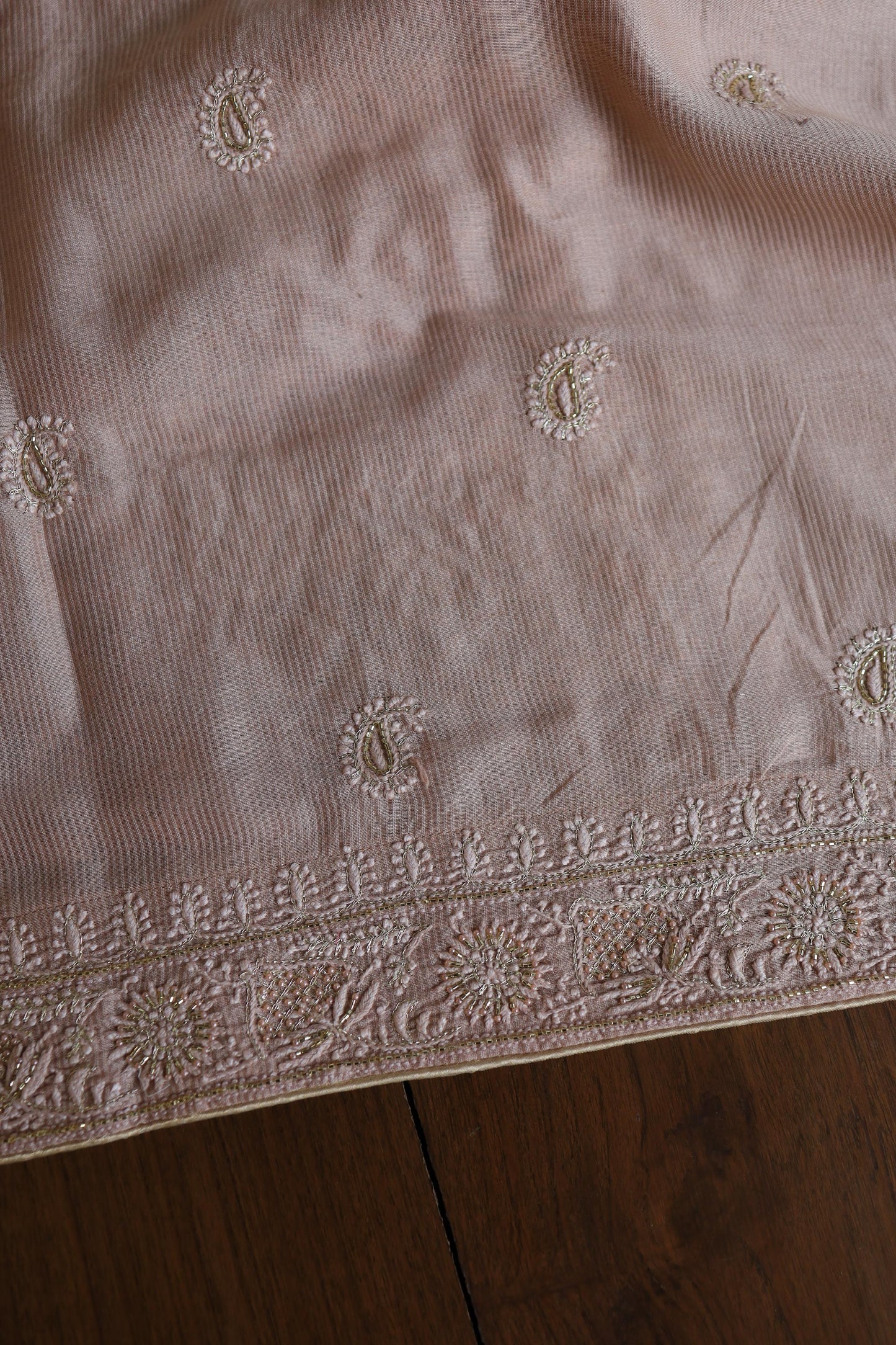 Almond Peach Shade Rasm Maheshwari Highlights Fabric