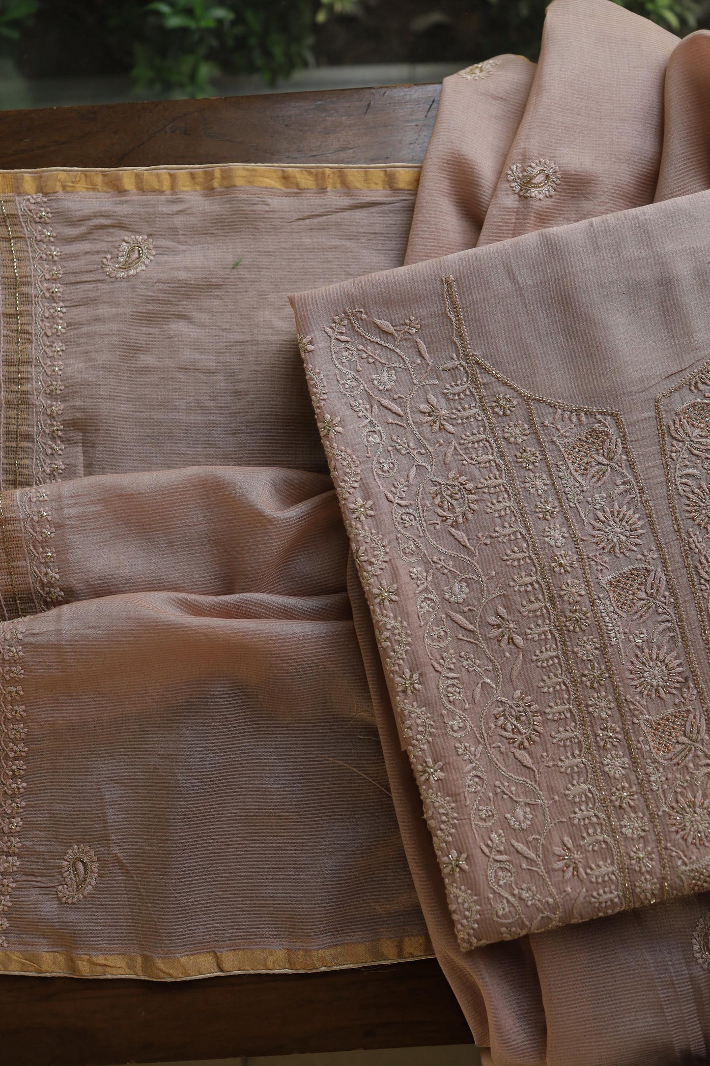 Almond Peach Shade Rasm Maheshwari Highlights Fabric