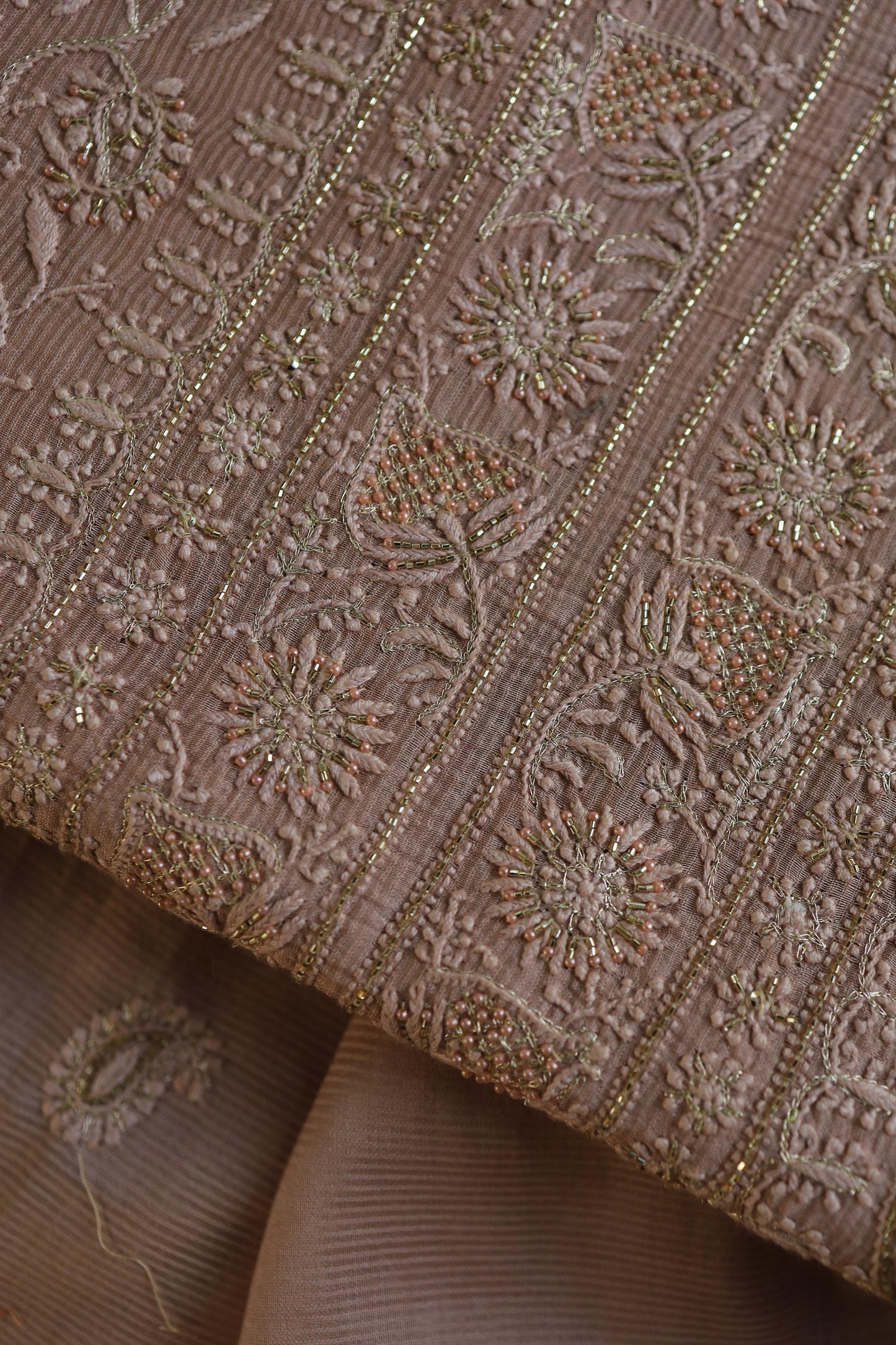 Almond Peach Shade Rasm Maheshwari Highlights Fabric