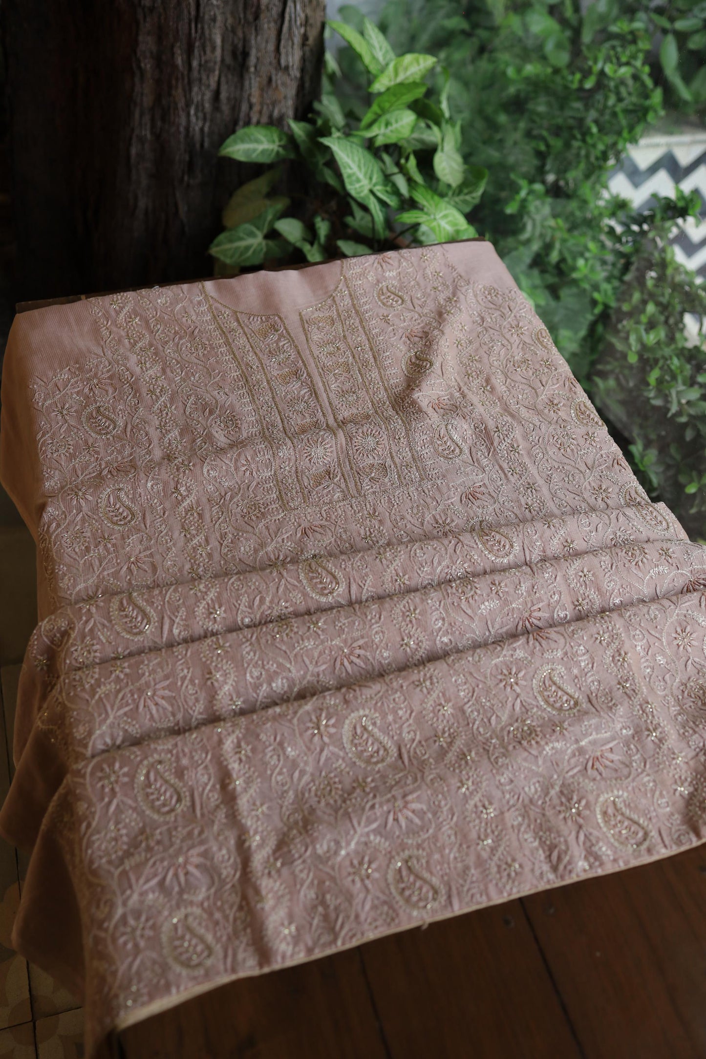Almond Peach Shade Rasm Maheshwari Highlights Fabric