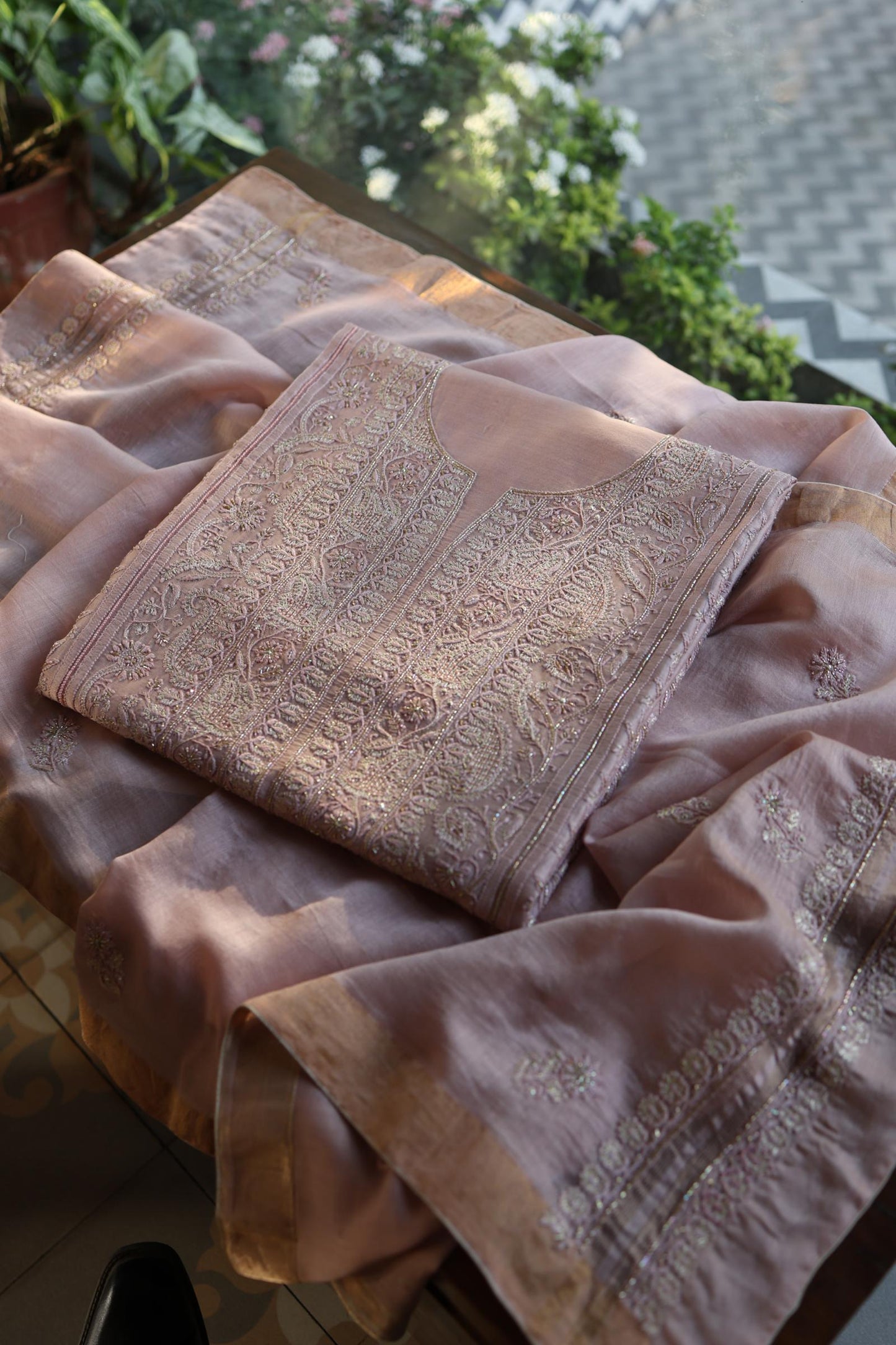 Almond Shade Rasm Maheshwari Highlights Fabric
