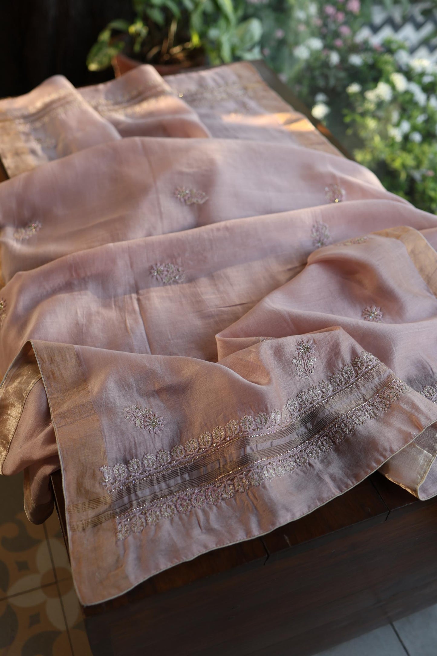 Almond Shade Rasm Maheshwari Highlights Fabric