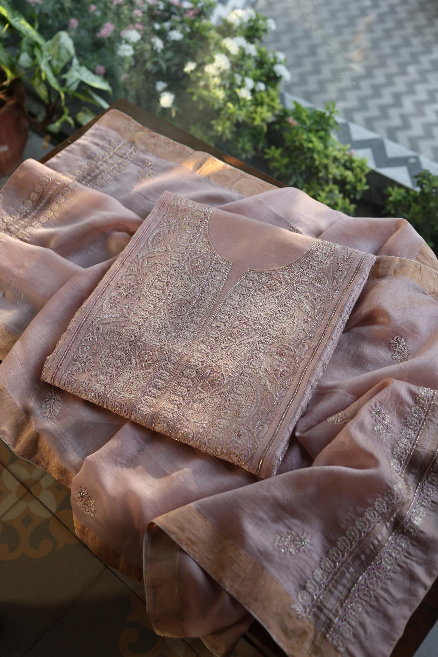 Almond Shade Rasm Maheshwari Highlights Fabric