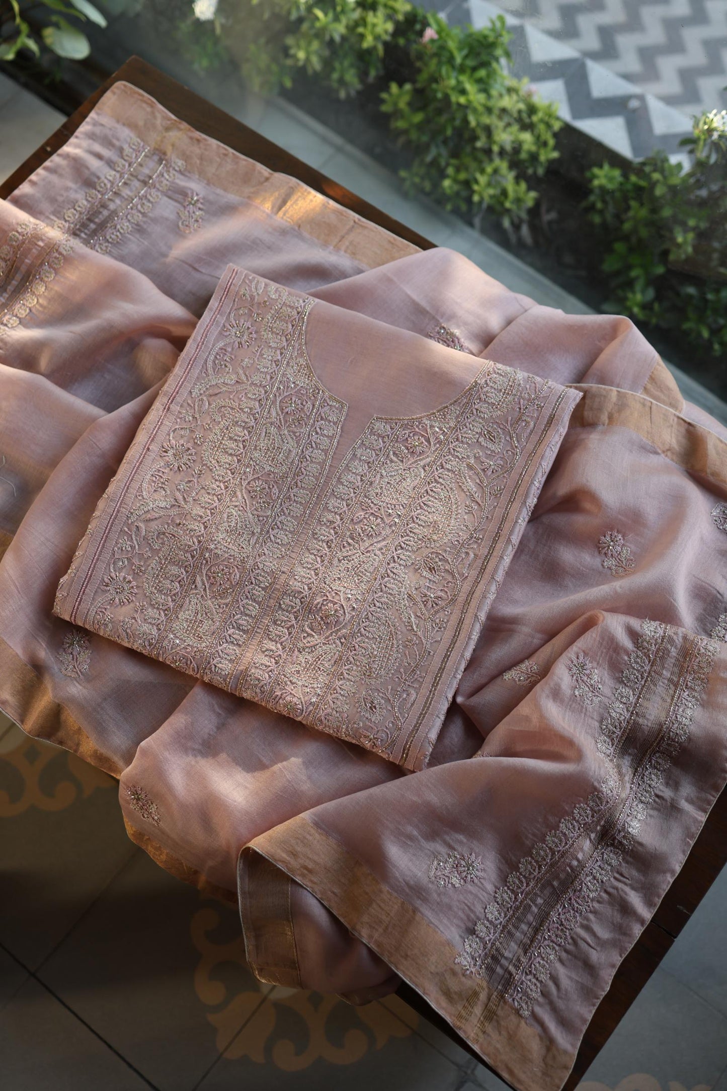 Almond Shade Rasm Maheshwari Highlights Fabric