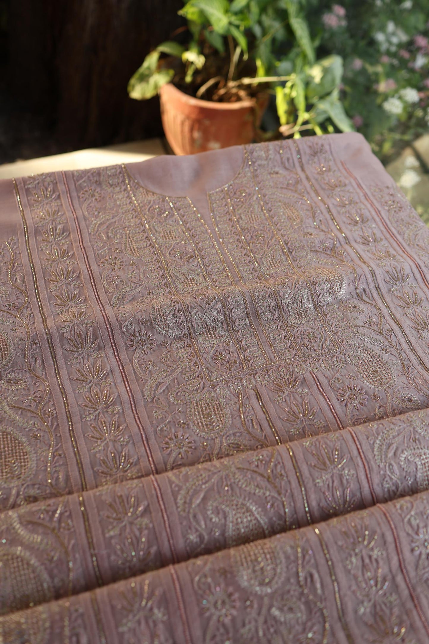 Almond Shade Rasm Maheshwari Highlights Fabric