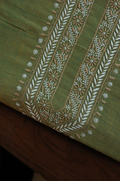 Army Green Shade Malkha Handspun Khadi Kurtas Unisex Fabric