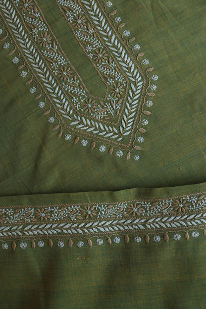 Army Green Shade Malkha Handspun Khadi Kurtas Unisex Fabric