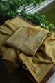 Army Green Shade Tissue Silk Chikankari Unstitched Fabric