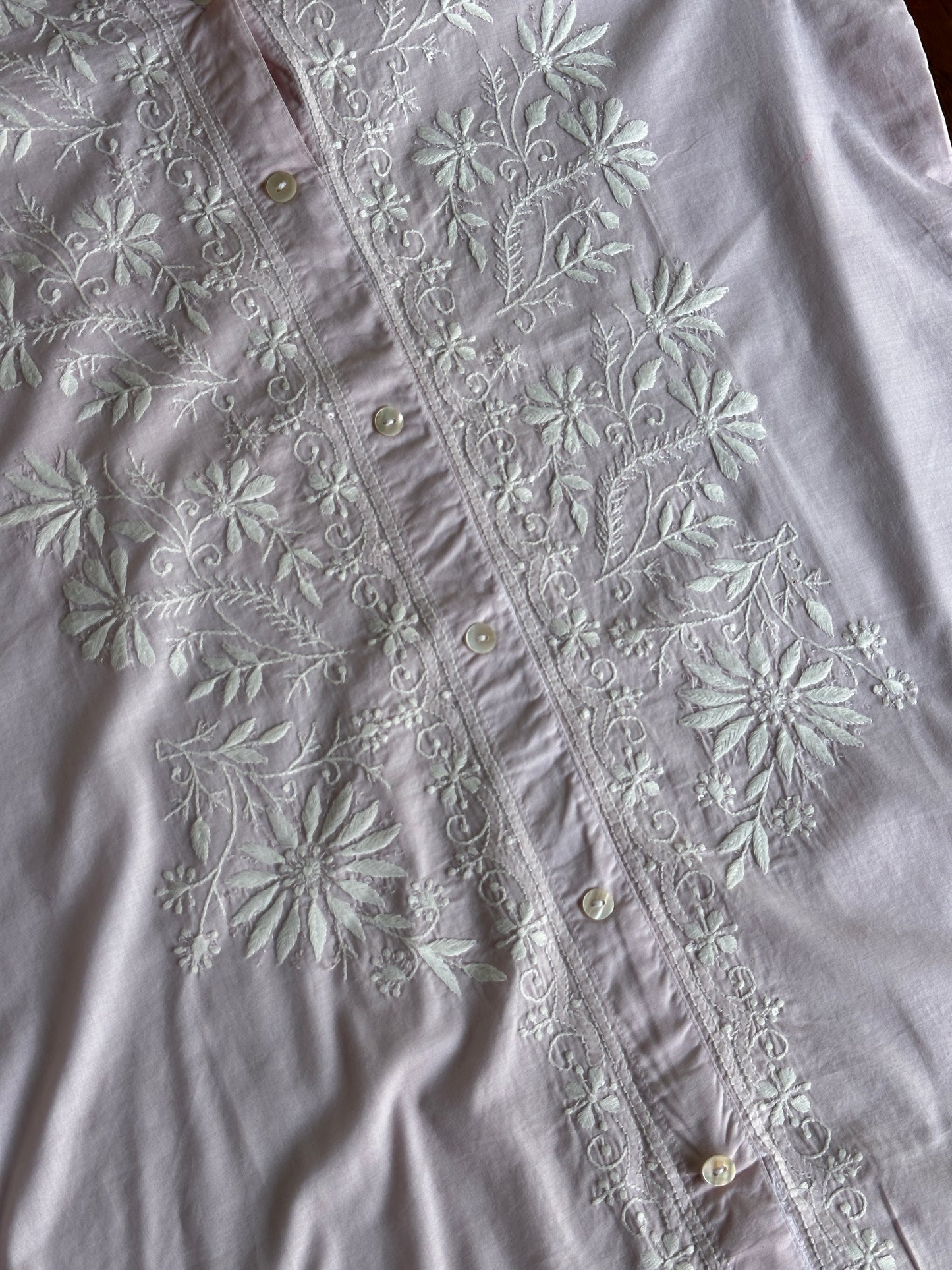 Baby Pink Shade Chikankari Short Shirt
