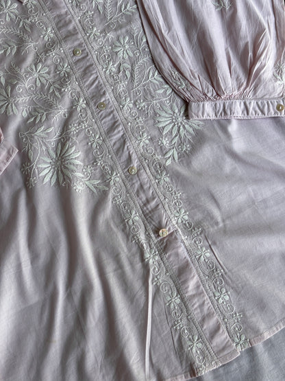 Baby Pink Shade Chikankari Short Shirt