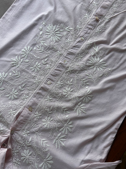 Baby Pink Shade Chikankari Short Shirt