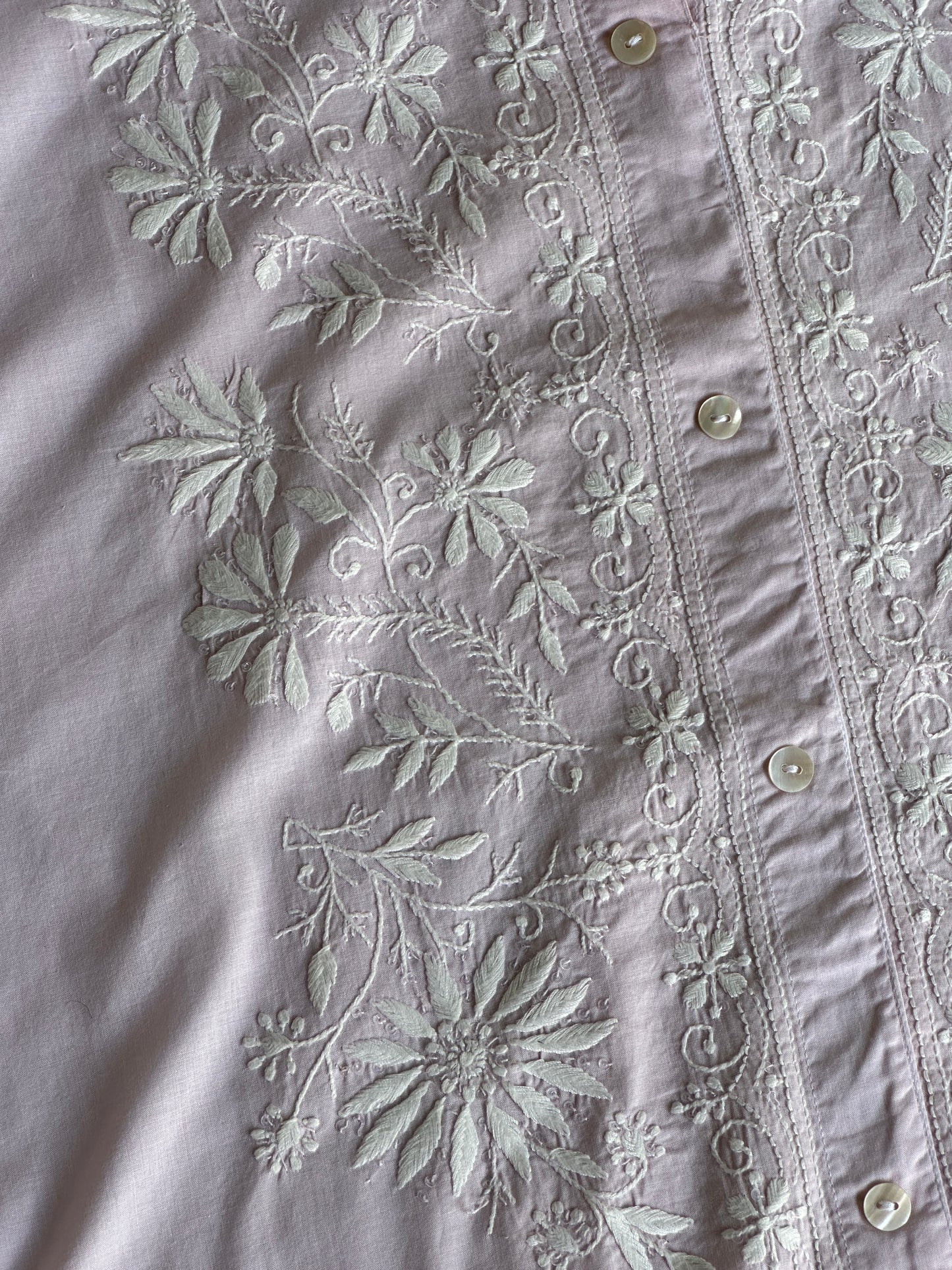 Baby Pink Shade Chikankari Short Shirt