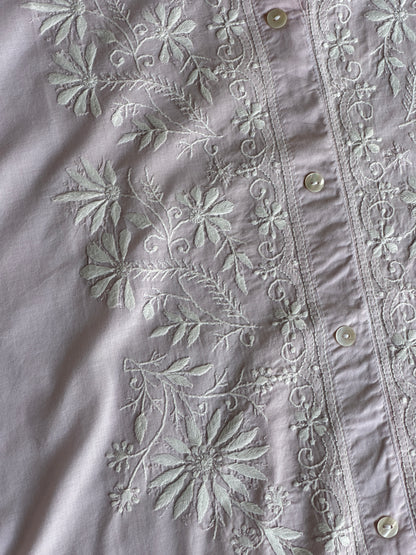 Baby Pink Shade Chikankari Short Shirt