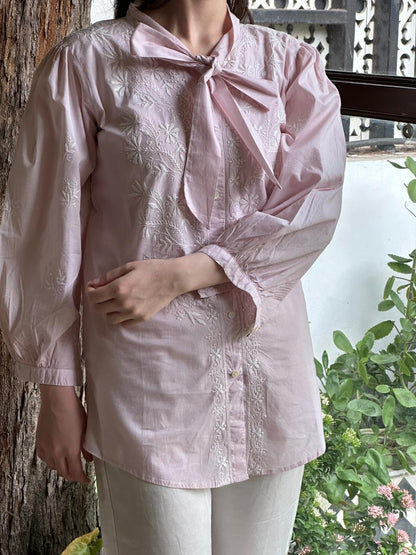 Baby Pink Shade Cotton Chikankari Shirt