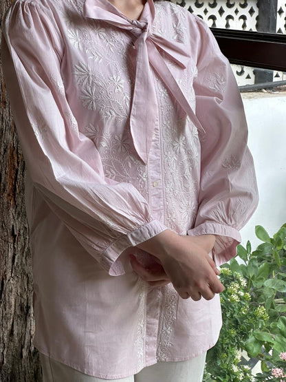 Baby Pink Shade Cotton Chikankari Shirt
