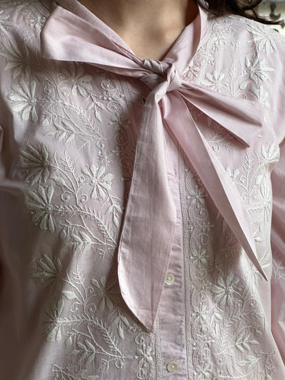 Baby Pink Shade Cotton Chikankari Shirt