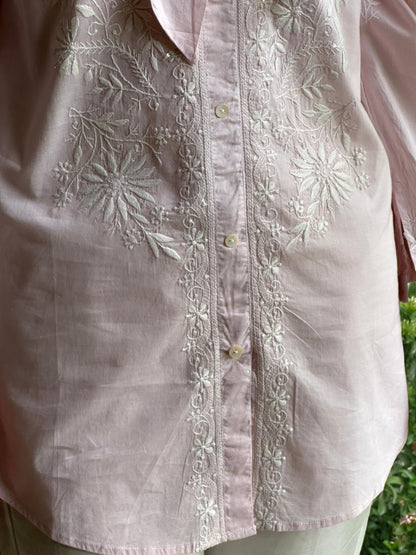 Baby Pink Shade Cotton Chikankari Shirt