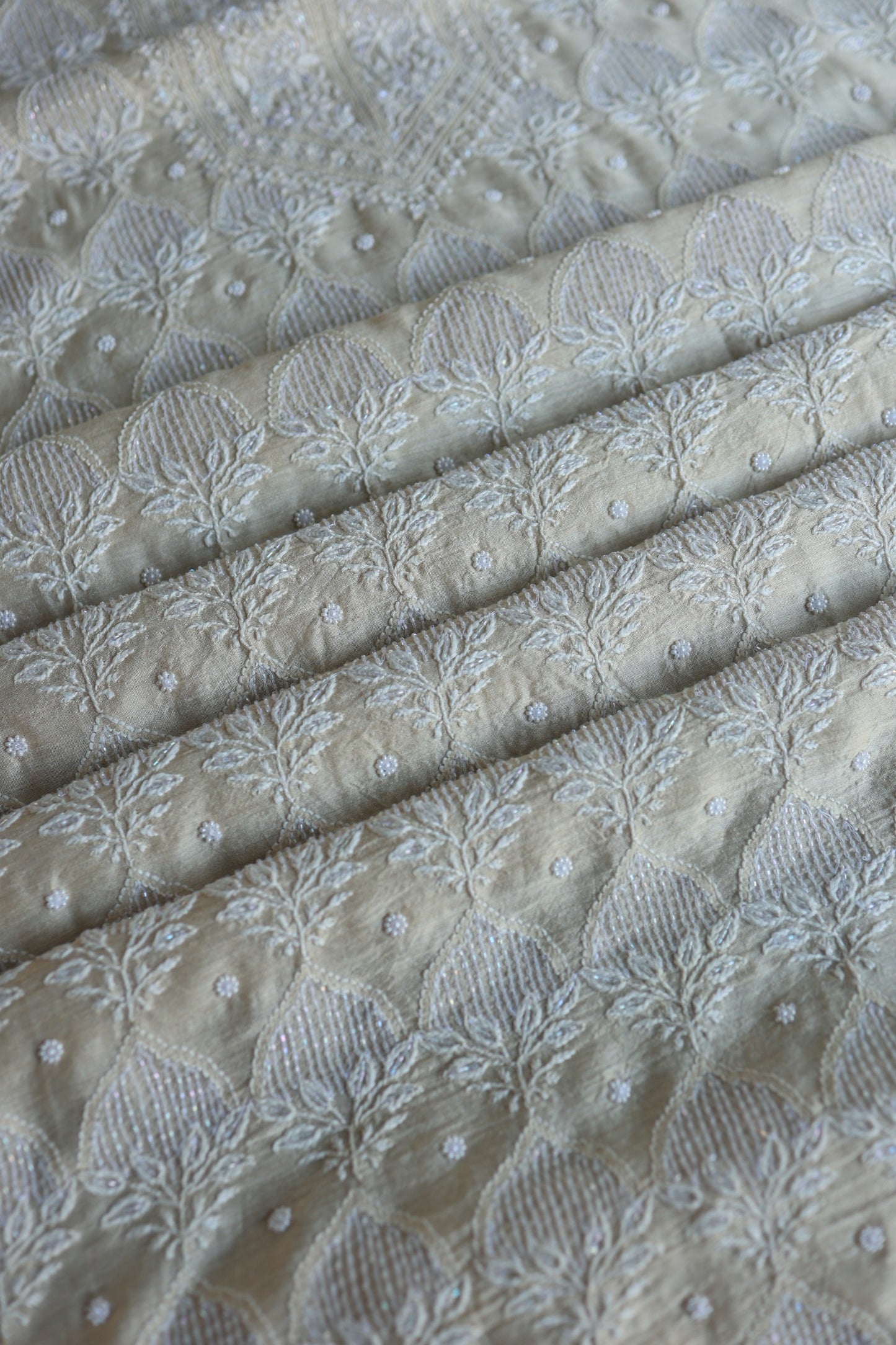 Basak Natural Moonga Silk Chikankari Unstitched Kurta Dupatta Fabric