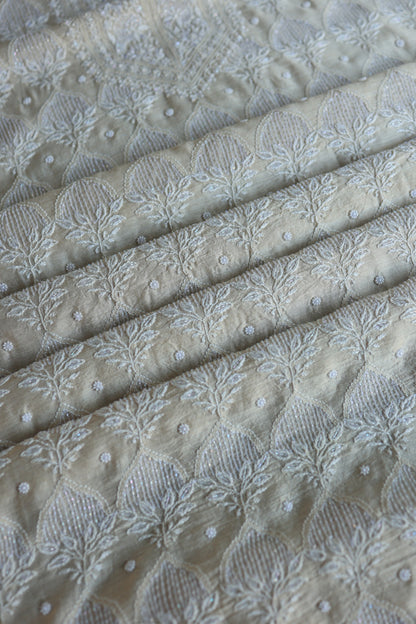 Basak Natural Moonga Silk Chikankari Unstitched Kurta Dupatta Fabric