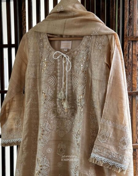 Basak Chikankari With Mukaish Work Ready To Wear Kurta Dupatta Set