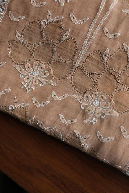Beige Daraz Chanderi Chikankari Kurta Fabrics