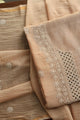 Beige Mal Cotton Fine Chikankari With Kamdani Work Unstitched Fabric