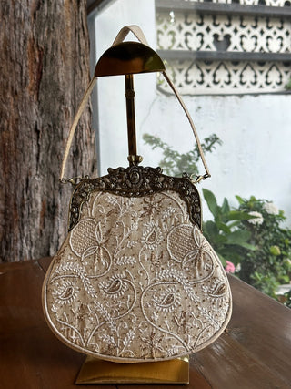 Beige Shade Rose Motif Vintage Ari Sling Bags