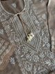 Beige Shade Semi Stitched Kota Tepchi Chikankari Kurta Dupatta Set