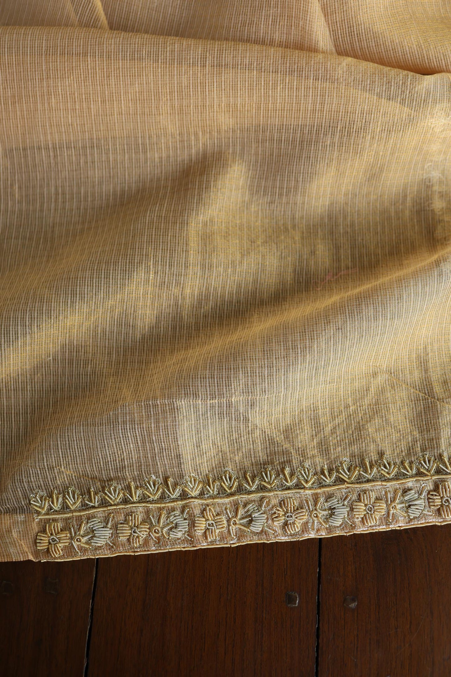 Beige Shade Shade Shade Tissue Kota Chikankari Unstitched Fabric