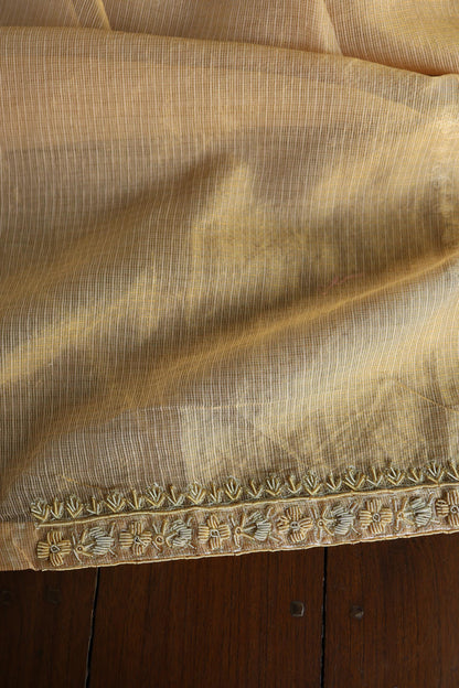 Beige Shade Shade Shade Tissue Kota Chikankari Unstitched Fabric