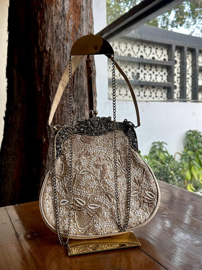 Beige Shade | Vintage Ari Mukaish Sling Bags