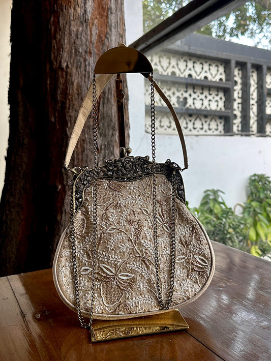 Beige Shade | Vintage Ari Mukaish Sling Bags