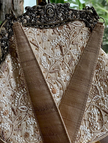 Beige Shade | Vintage Ari Mukaish Sling Bags