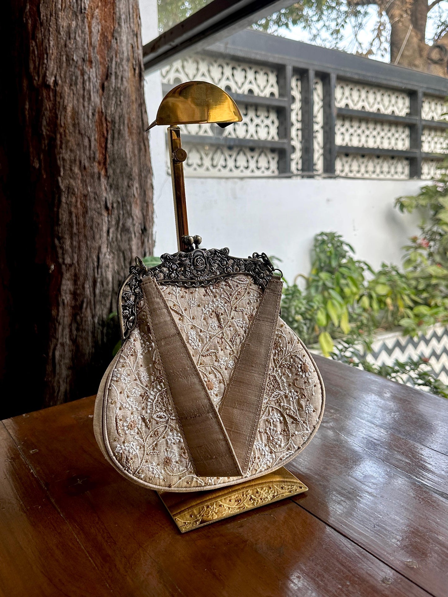 Beige Shade | Vintage Ari Mukaish Sling Bags