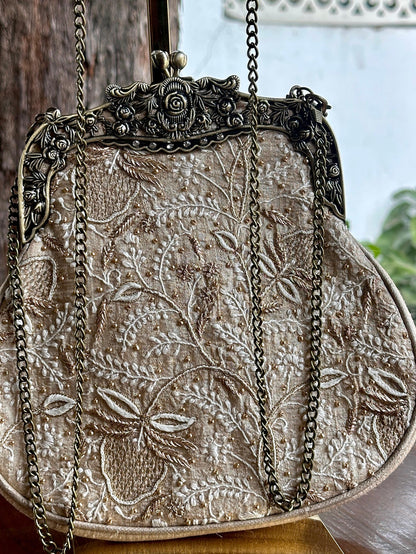 Beige Shade | Vintage Ari Mukaish Sling Bags