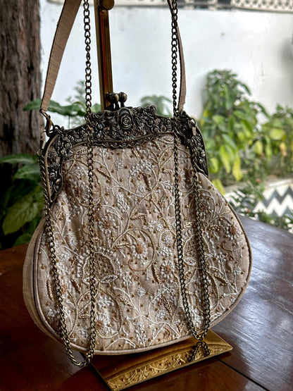 Beige Shade | Vintage Ari Mukaish Sling Bags