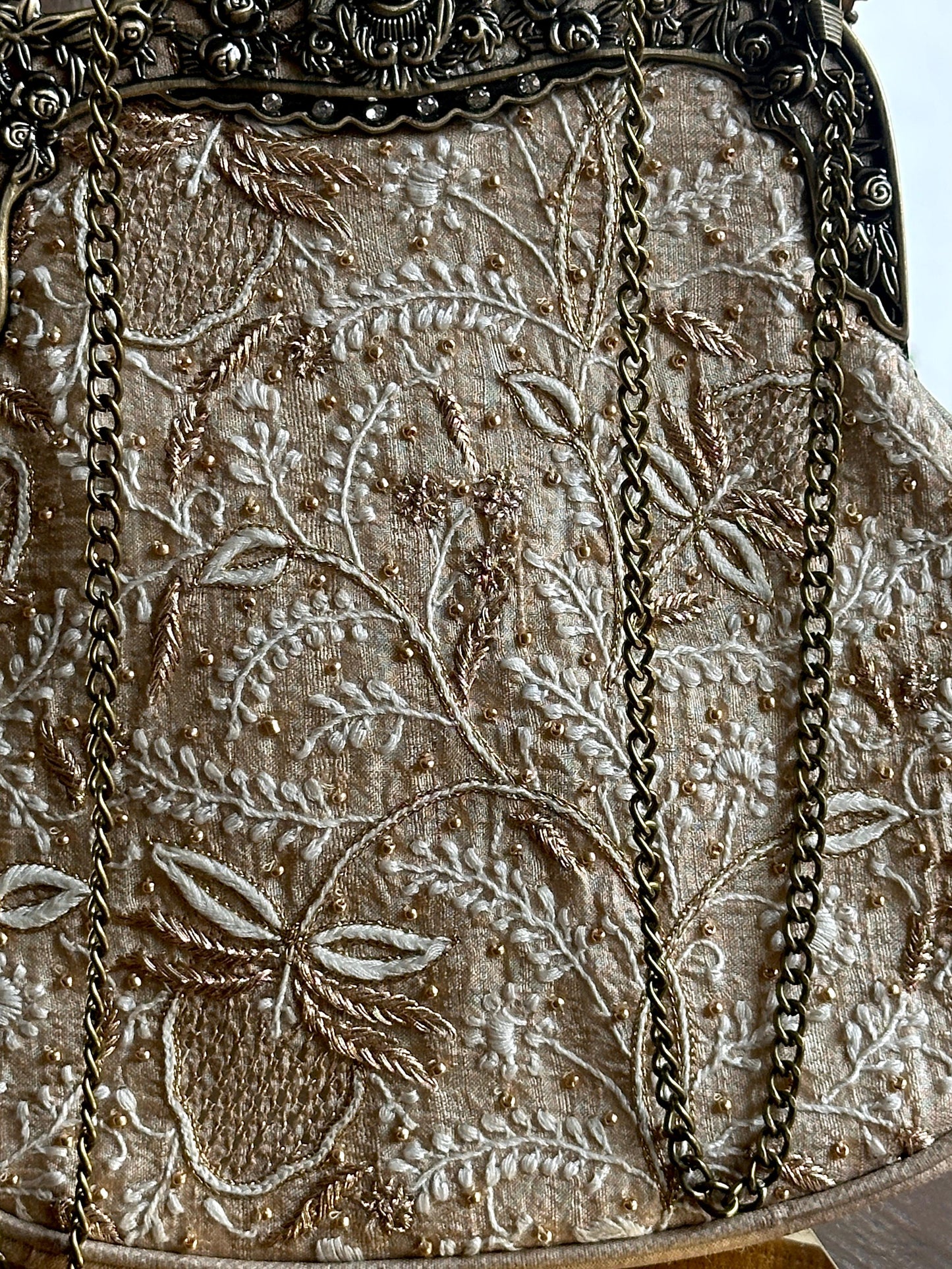 Beige Shade | Vintage Ari Mukaish Sling Bags