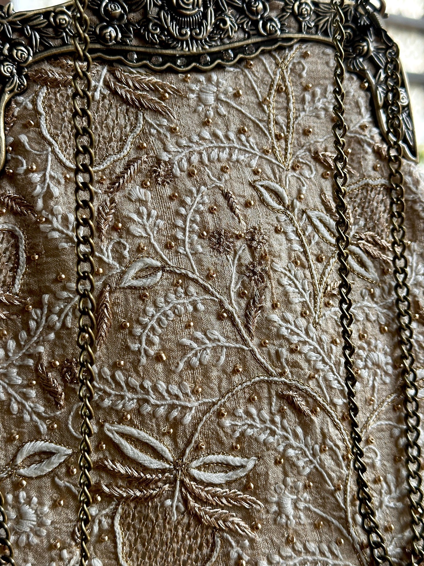 Beige Shade | Vintage Ari Mukaish Sling Bags