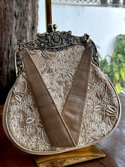 Beige Shade | Vintage Ari Mukaish Sling Bags
