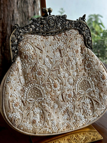 Beige Shade | Vintage Ari Mukaish Sling Bags