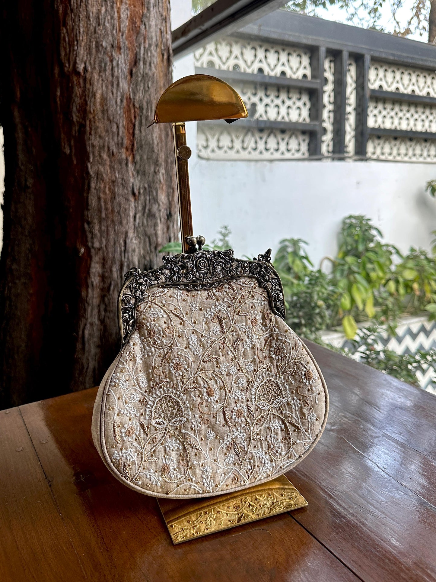 Beige Shade | Vintage Ari Mukaish Sling Bags