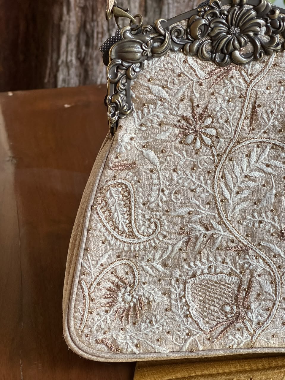 Beige Shade Vintage Motif Ari Sling Bags