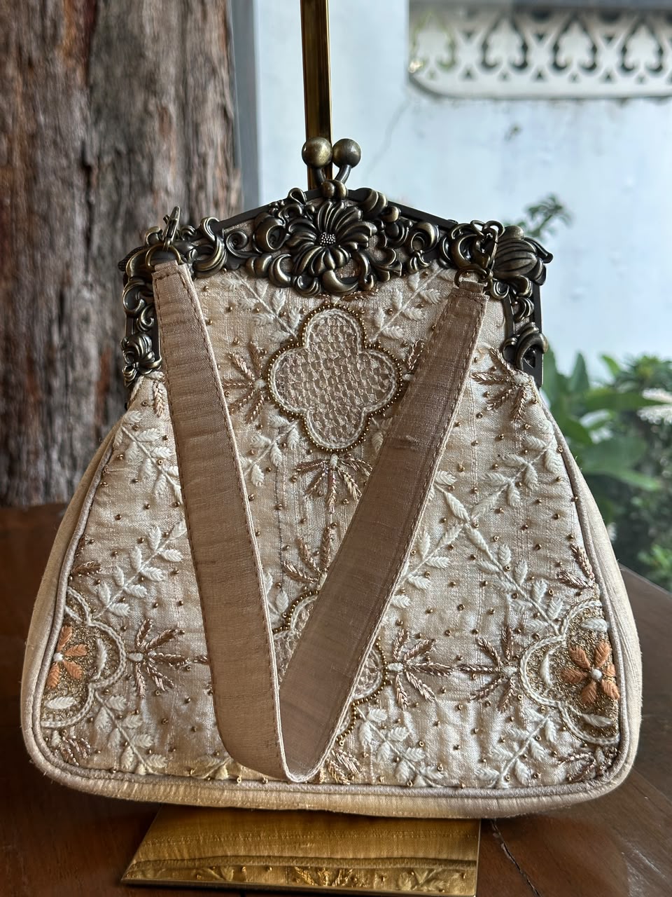 Beige Shade Vintage Motif Ari Sling Bags