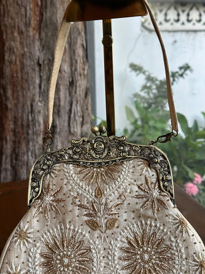 Beige Shade Vintage Motif Ari Sling Bags